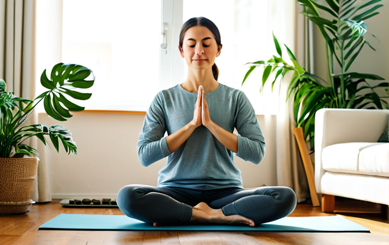 Morning Mindfulness**
"A woman in comfortable, modest clothing practices yoga in a sunlit living room, surrounded by houseplants, fully clothed, appropriate attire, safe for work, perfect anatomy, correct proportions, natural pose, soft lighting, serene atmosphere, indoor setting, focus on well-formed hands, proper finger count, natural body proportions, professional photography, high quality, family-friendly, modest."
**