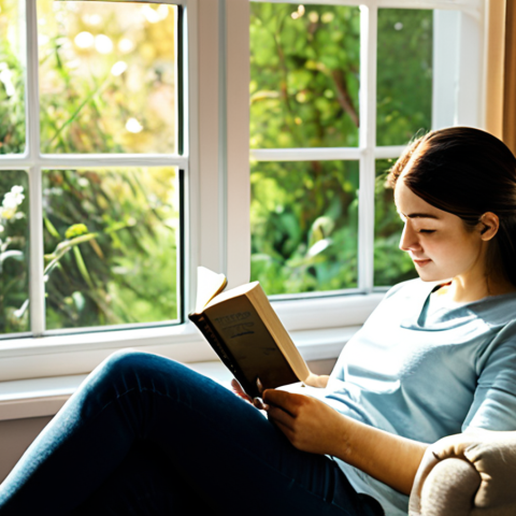 Serene Digital Sabbath**

Prompt: A person reading a physical book in a cozy armchair next to a window overlooking a peaceful garden, sunlight streaming in, no screens visible, warm and inviting atmosphere, focus on relaxation and disconnecting, safe for work, appropriate content, fully clothed, modest, family-friendly, perfect anatomy, correct proportions, natural pose, high quality.

**