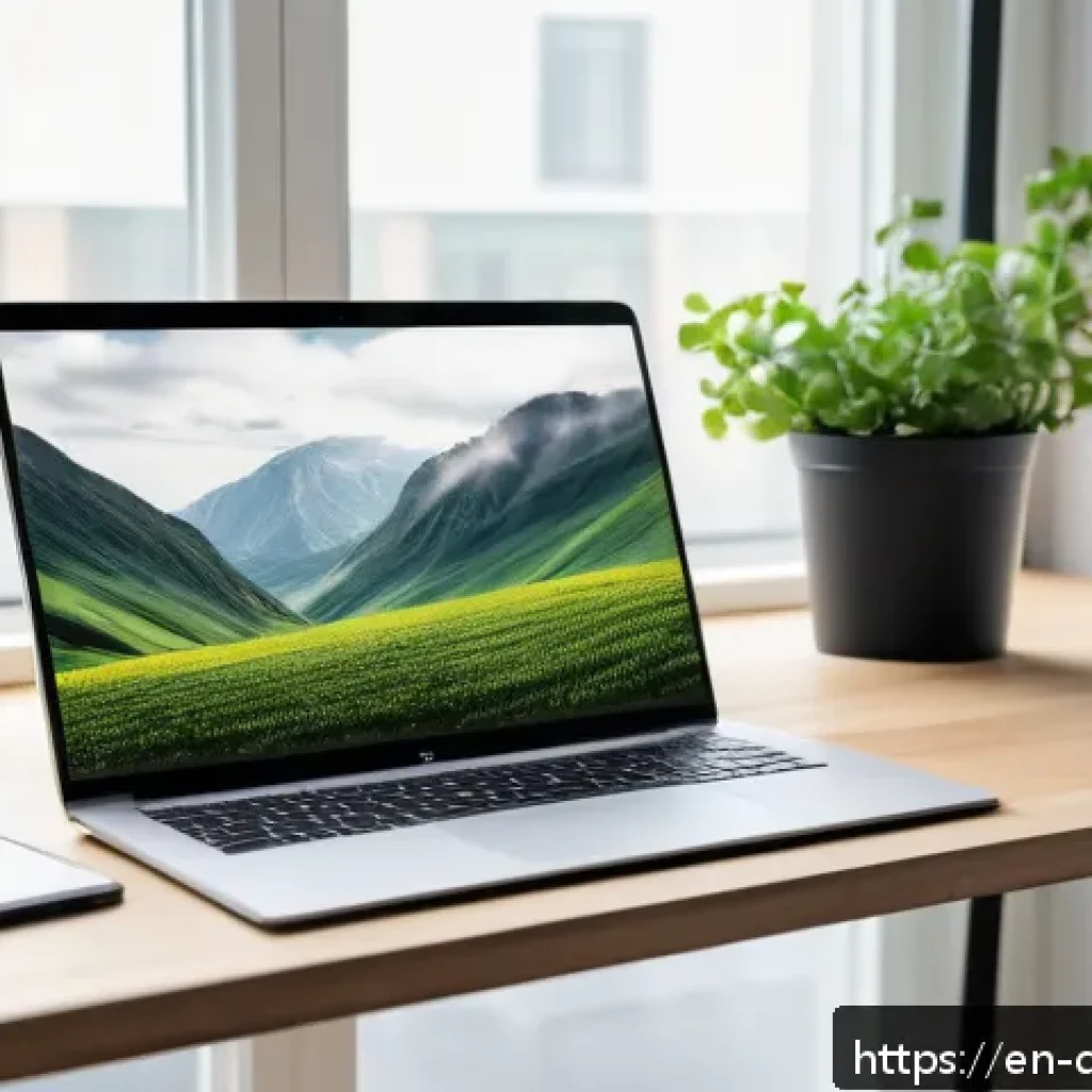 디지털 미니멀리즘과 생산성 향상 방법 - A modern, minimalist workspace with a sleek laptop, smartphone, and tablet arranged neatly on a clea...