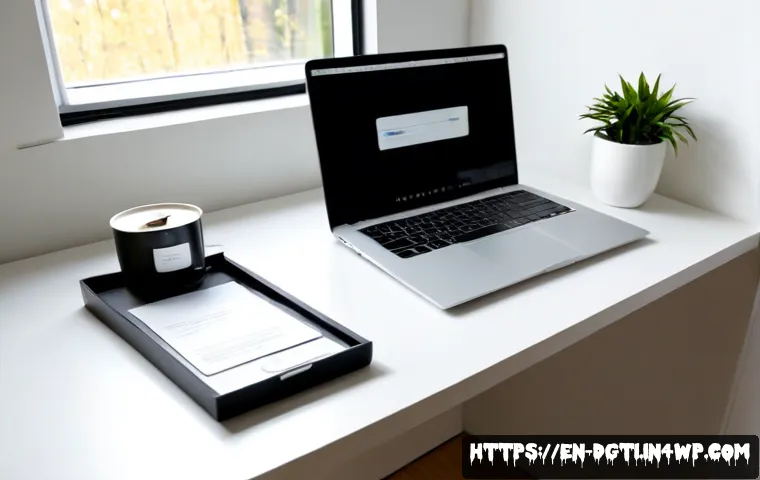 Home 30 미니멀리즘을 위한 개인 정보 보호 방법 - Photorealistic minimalist home office focused on digital privacy, a neat white desk with a closed un...